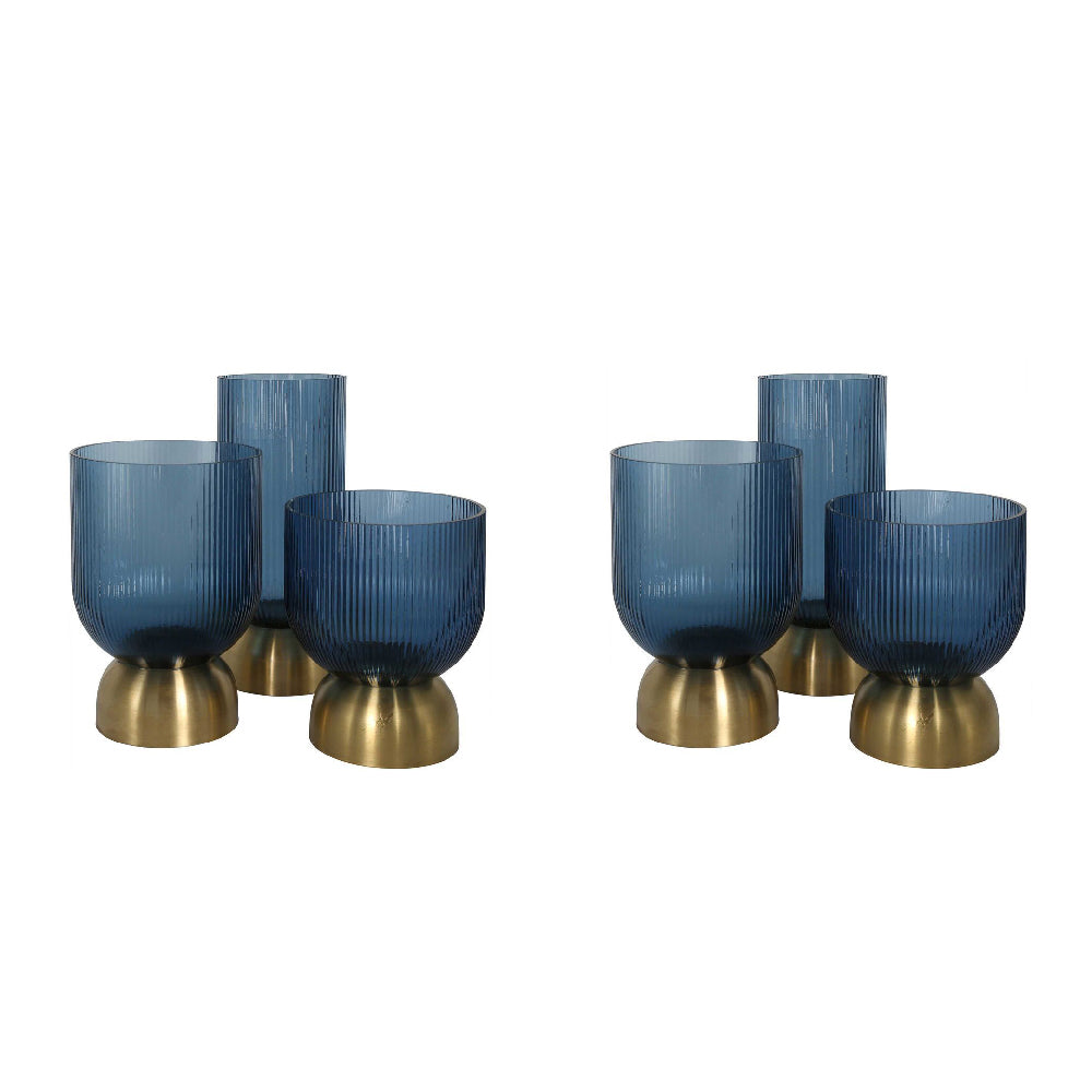 2PK Belle Carson Glass Flower Vase Home Decor - Blue