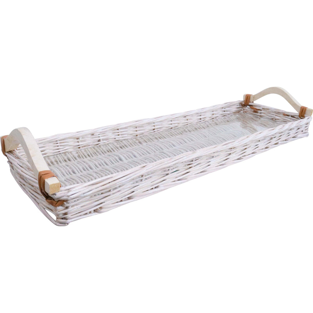 LVD Utility Willow Tray Charcuterie Wicker Basket 60x20cm - White