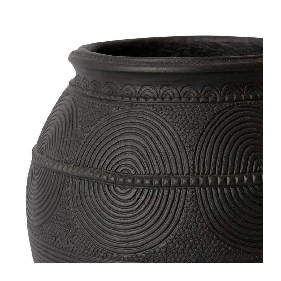 E Style Khalid 30cm Cement Plant/Flower Vase Decor - Black