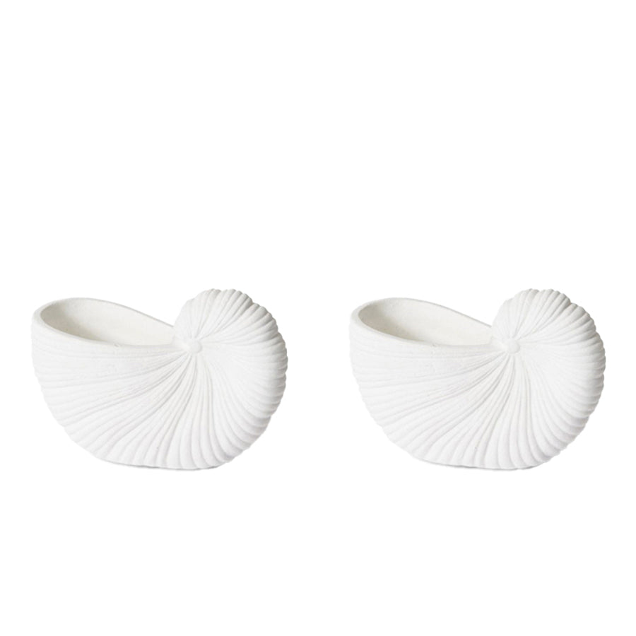 2PK E Style 21cm Cement Snail Shell Pot Decor - White