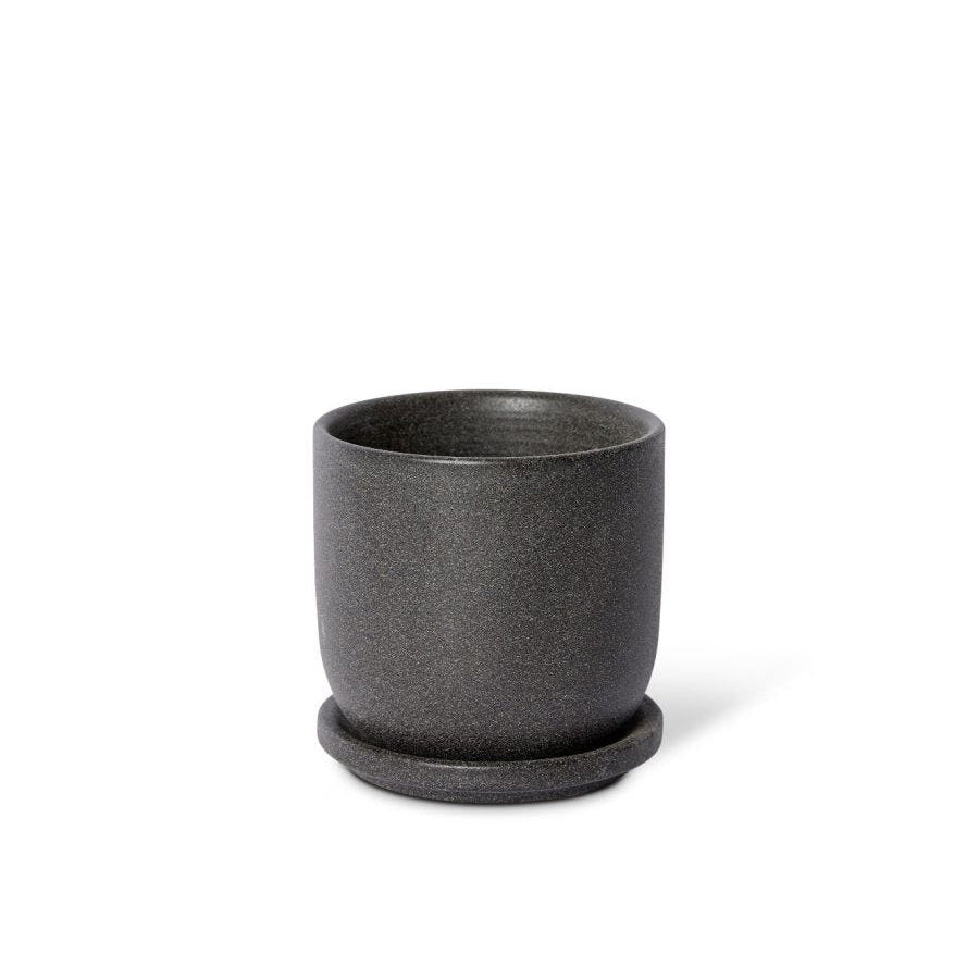 2PK E Style Allegra 12cm Ceramic Plant Pot w/ Saucer Decor - Black