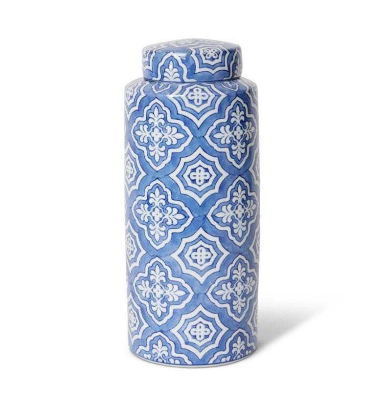 E Style Munni 36cm Porcelain Jar Decor - Blue/Cream