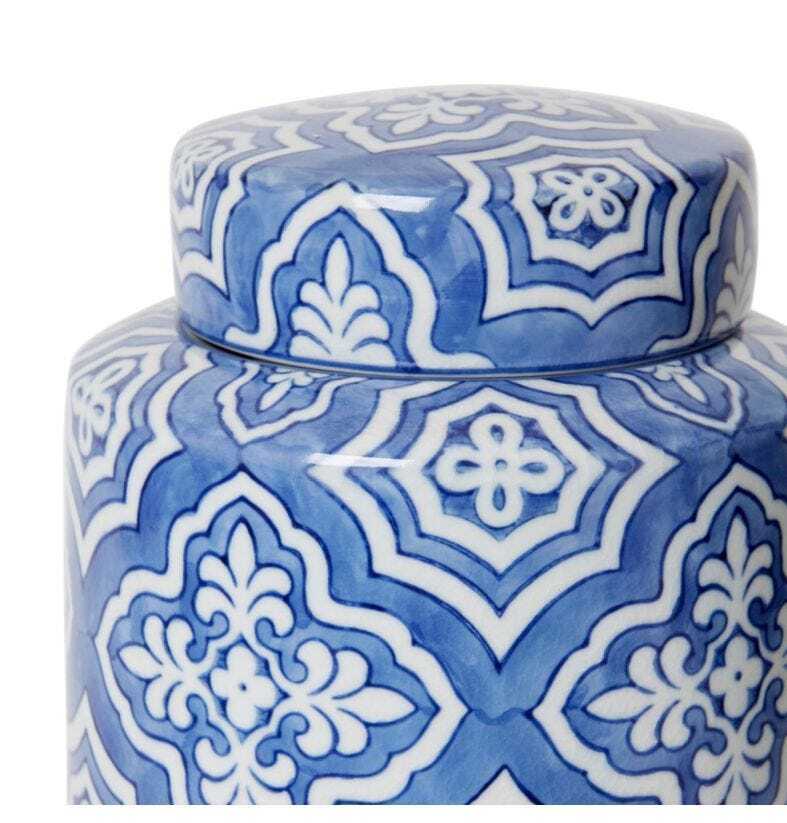 E Style Munni 36cm Porcelain Jar Decor - Blue/Cream