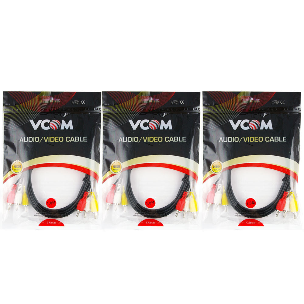 3PK V-Com 3Rca(M)/3Rca(M) Lead 1.8M