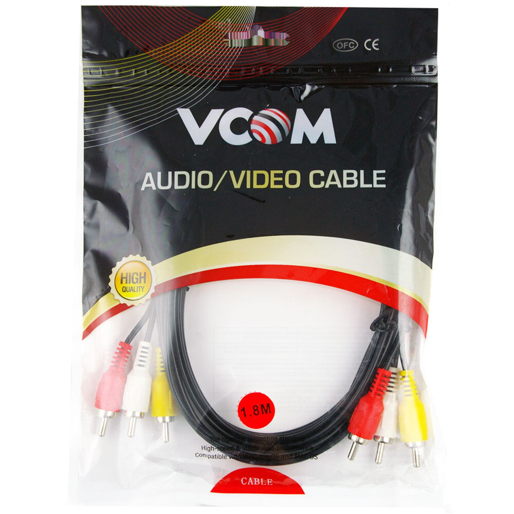 3PK V-Com 3Rca(M)/3Rca(M) Lead 1.8M