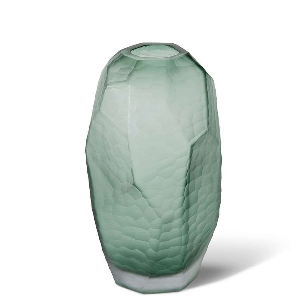 E Style Glass Rufus Vase Tabletop Home Decor 17x17cm Sage