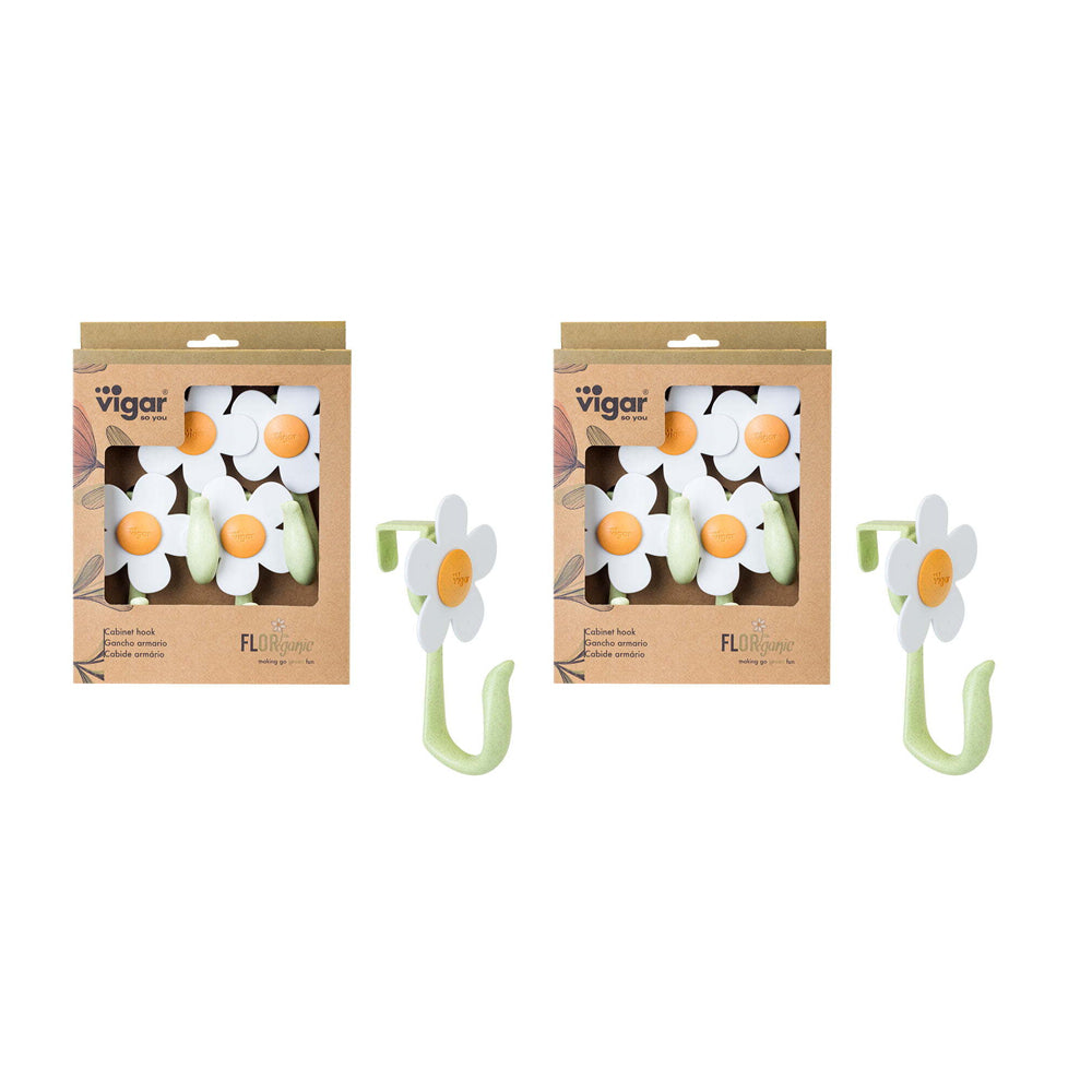 2x 4pc Vigar 13cm Florganic Cabinet Hook Set Space Organiser