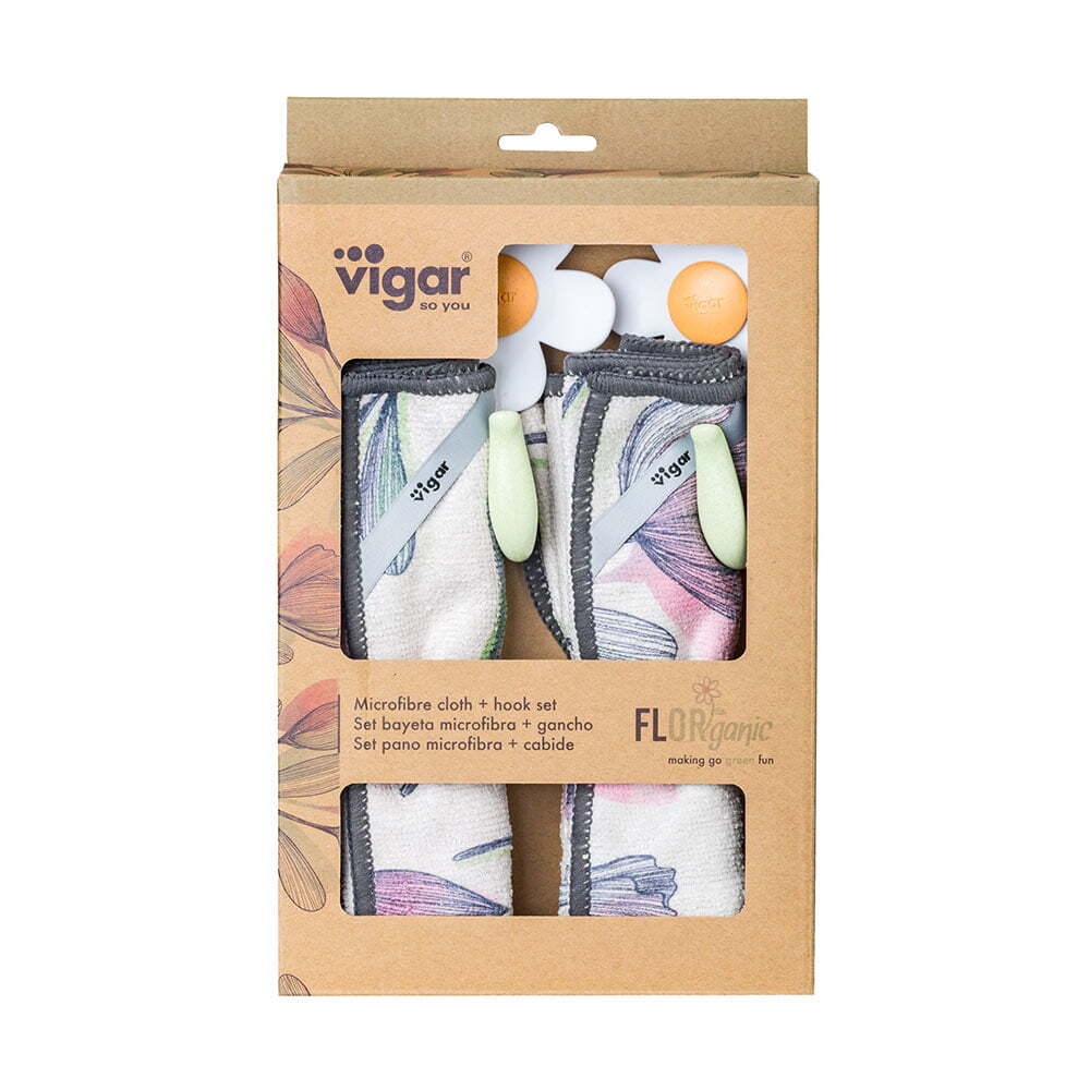 2pc Vigar Florganic Hook w/ Suction & Microfibre Cloth Set