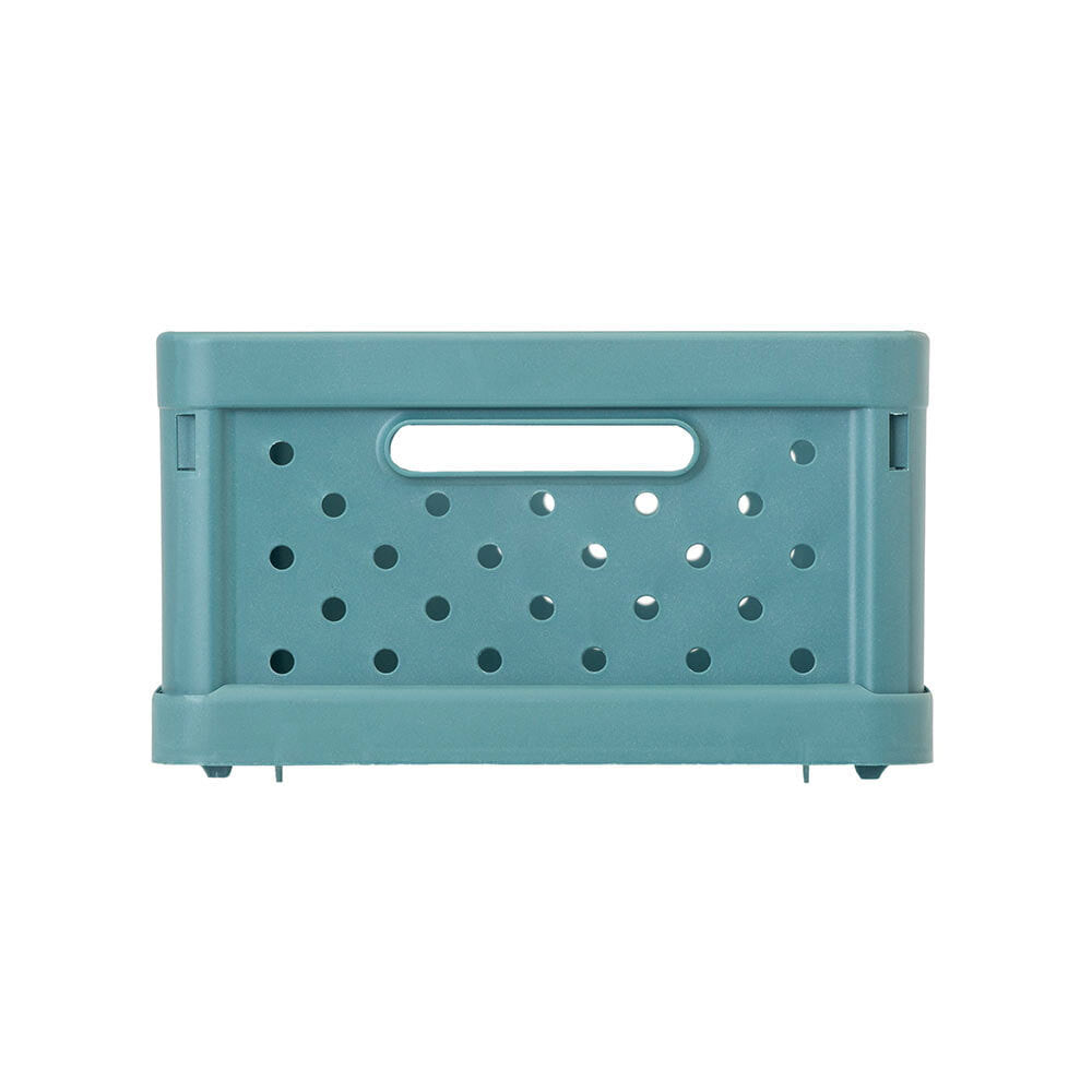 Vigar Compact 3.3L Plastic Foldable Crate Basket - Stone Blue