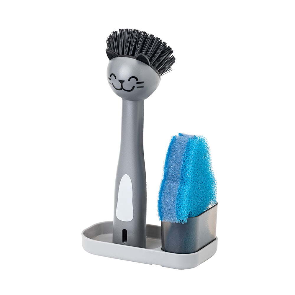 3pc Vigar Pets Club Cat Sink Caddy Dish Brush/Scourer w/ Tray Set