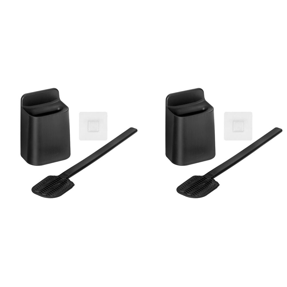 2PK Vigar Essential Eco Wall Mounted Toilet Brush w/ Holder Set 41.5cm Black