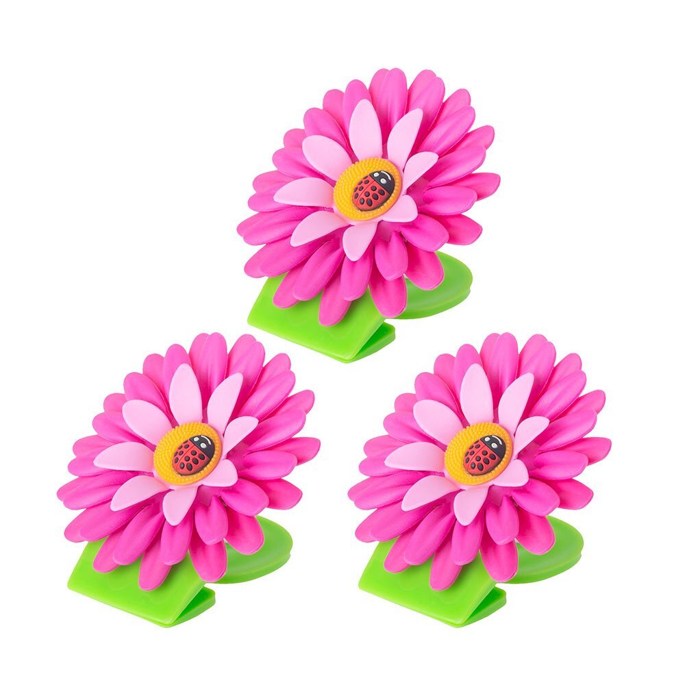 2x 3pc Vigar Flower Power 8cm Fridge Magnetic Clip - Pink