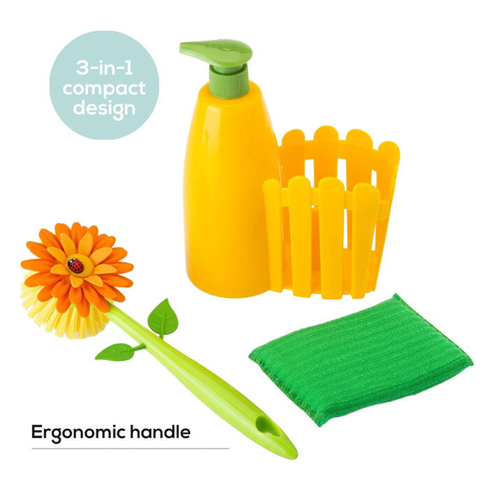 3pc Vigar Flower Power Sink Caddy Set w/ Dispenser - Orange