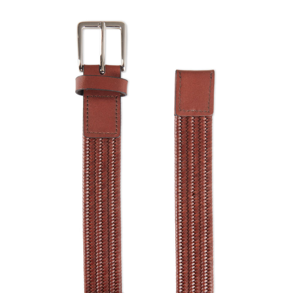 Van Heusan Veg Leather Woven Performance Stretch Belt - Tan