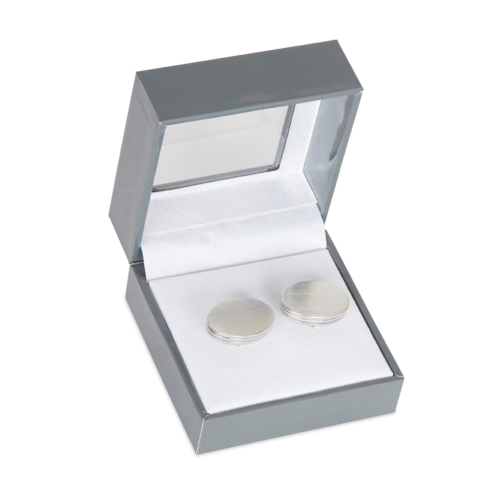 Van Heusen Men's Oval Shirt T-Bar Cufflinks Brushed Silver