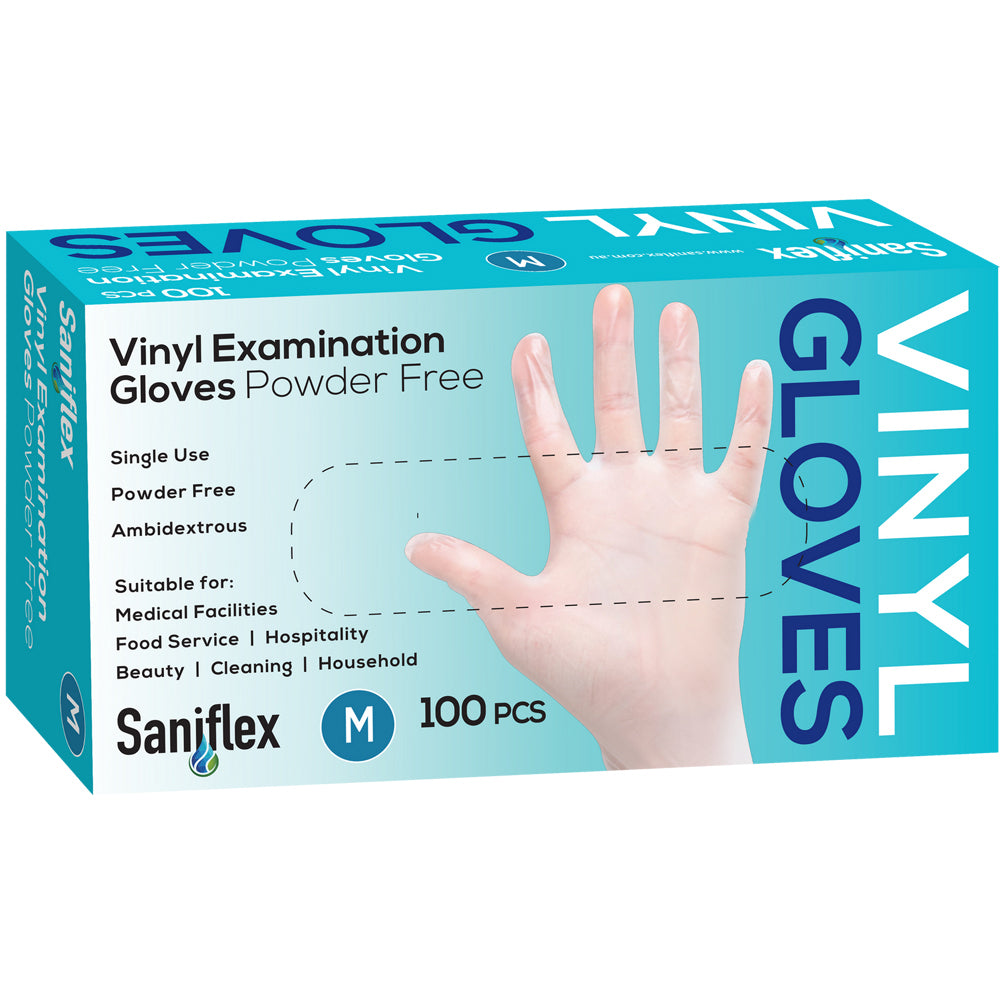 500pc Saniflex Vinyl Disposable Gloves Clear Size M