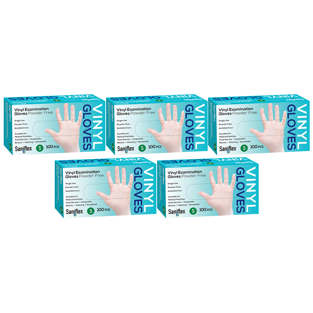 500pc Saniflex Vinyl Disposable Gloves Clear Size S
