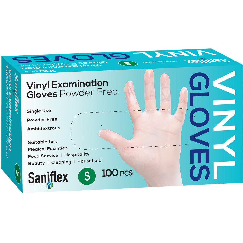 500pc Saniflex Vinyl Disposable Gloves Clear Size S