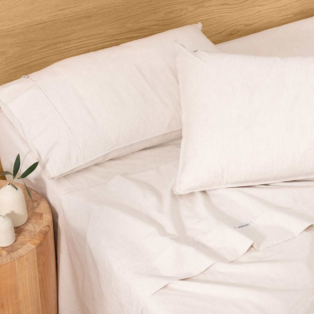 Canningvale Single Vintage Softwash Cotton Sheet Set - Oatmeal Melange