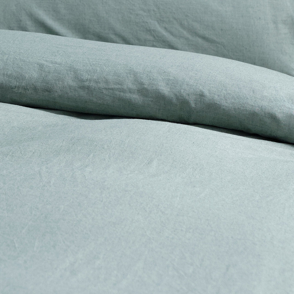 Canningvale King Bed Vintage Softwash Cotton Quilt Cover Set Forest Green Melange