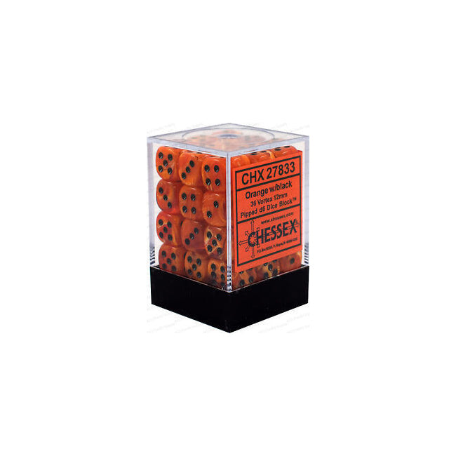 Chessex D6 Vortex Dice for Strategy Games Orange/Black 1.2cm