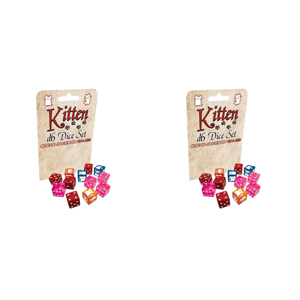 2PK Kitten D6 Set Gaming Dice for Board Game & Tabletop Roleplay Accessory 1.6cm