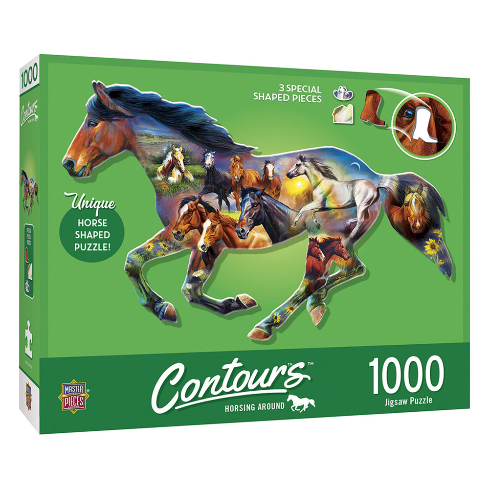 1000pc Masterpieces Puzzle Contours Shaped Wild Horse Shape 64x97cm