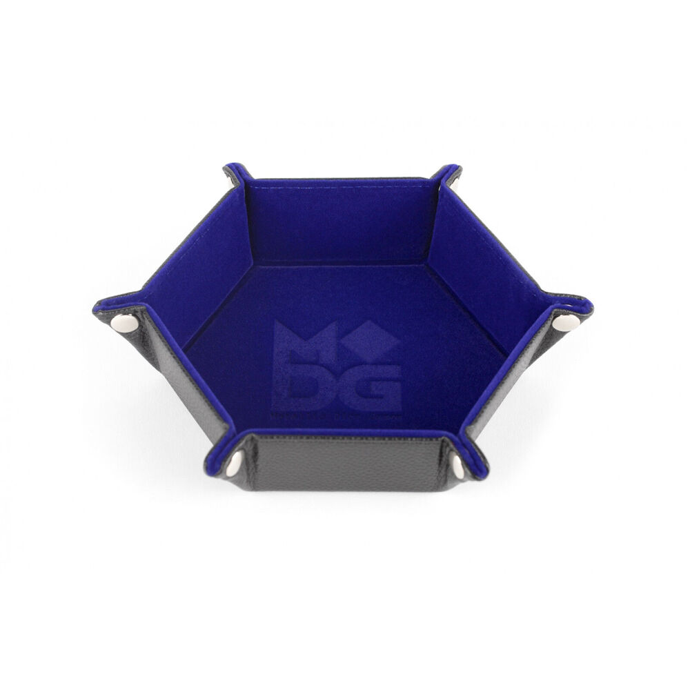 2PK Fanroll by Metallic Hexagon Fold Up Velvet Hexagpm Dice Tray - Blue
