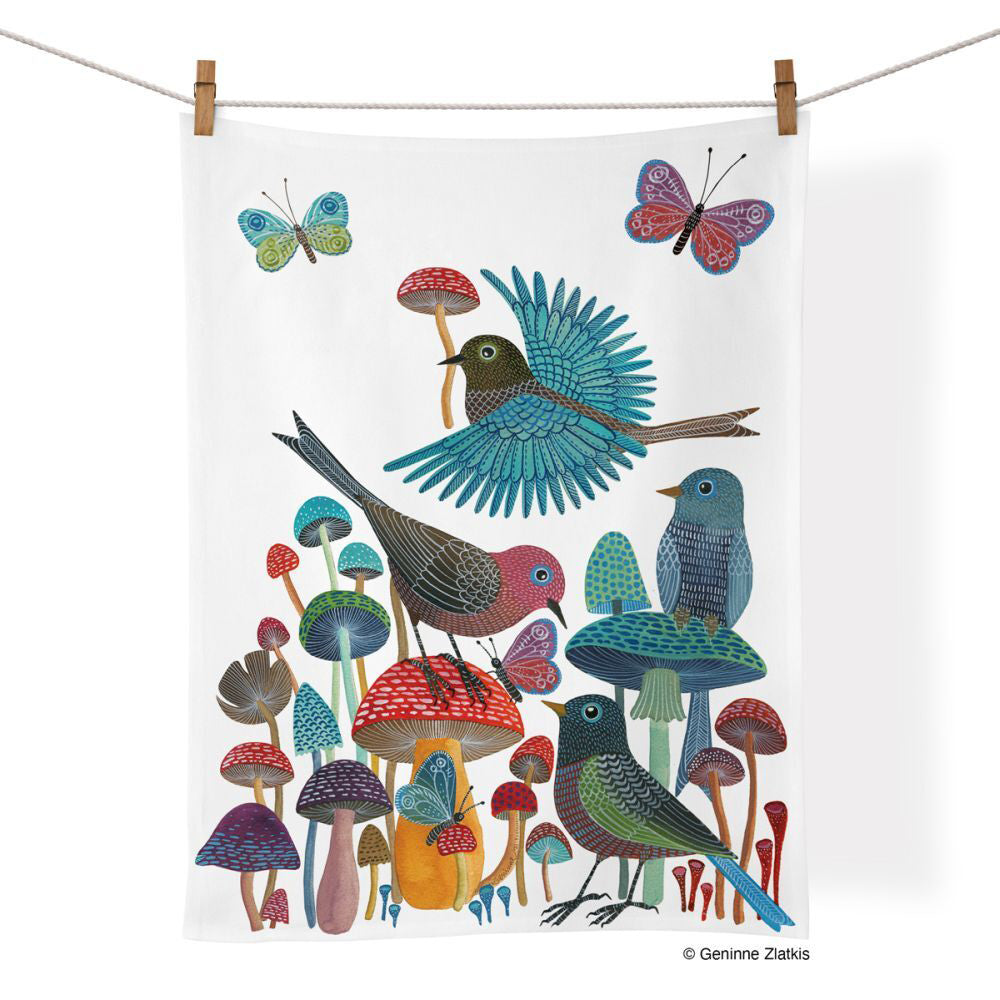 2PK WerkShoppe Cotton Kitchen Tea Towel 53.5x71cm - Mushroom Garden
