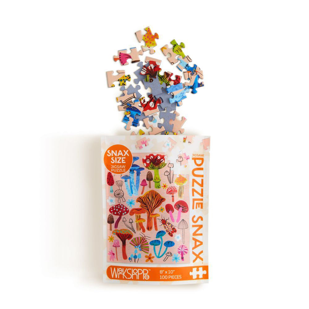 2x 100pc WerkShoppe Snax Jigsaw Puzzle 8x10 Mushroom Patch 7y+