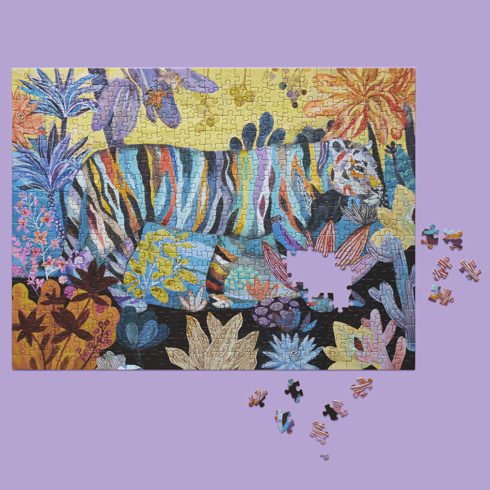 500pc WerkShoppe 45.7x61cm Striped Tiger Jigsaw Puzzle w/ Inserts 13y+