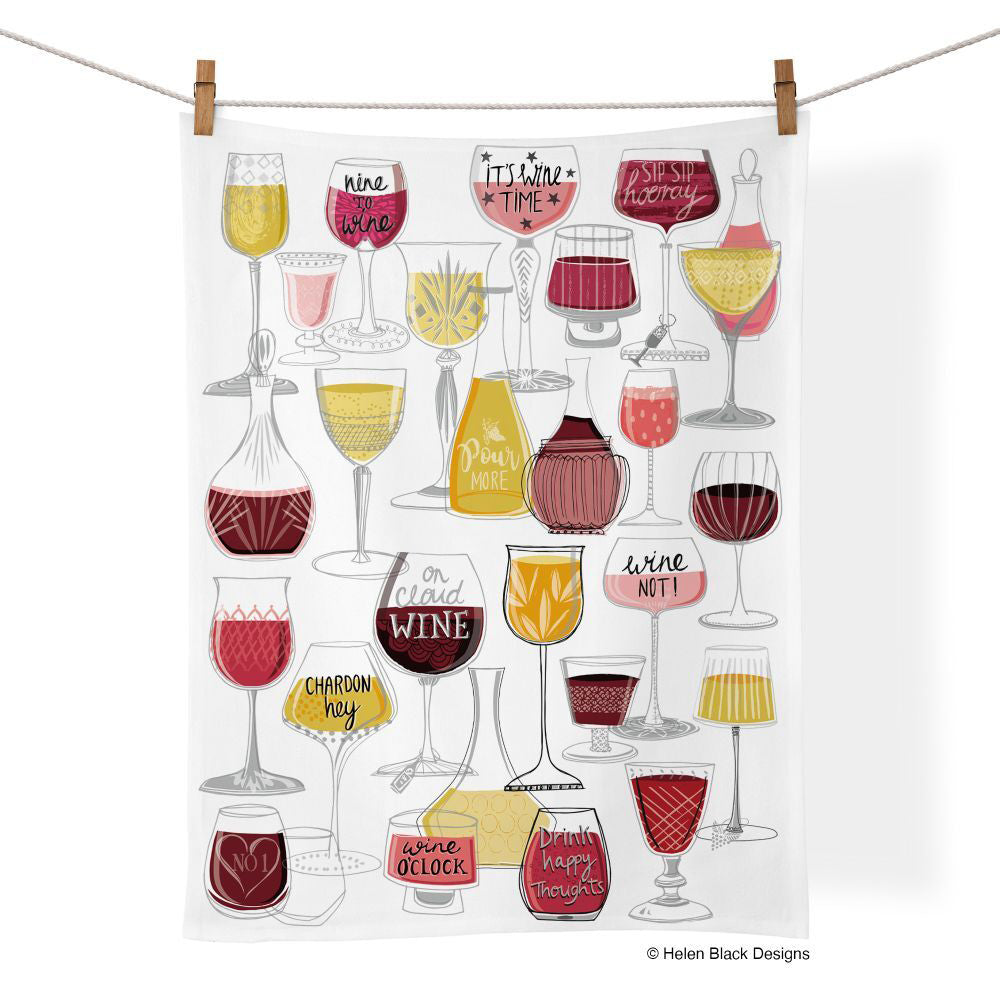 2PK WerkShoppe Cotton Kitchen Tea Towel 53.5x71cm - Wine Time