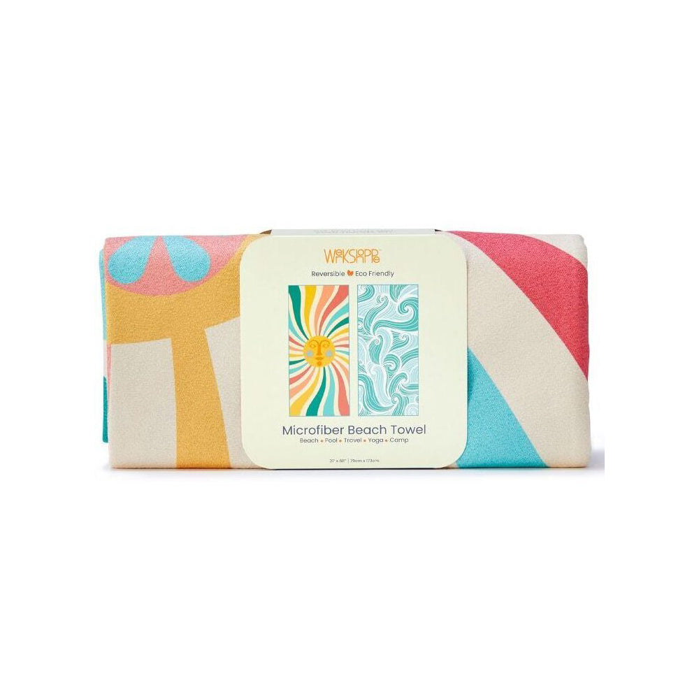 WerkShoppe Reversible Microfiber Beach Towel 79x173cm Large Sun & Sea
