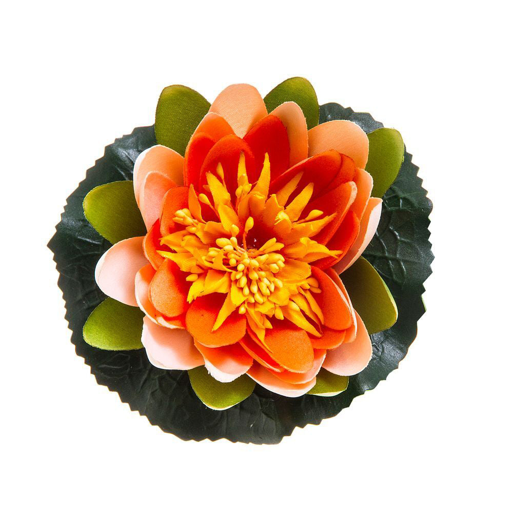 12PK Belle Floating Waterlily Artificial Flower Plant 11cm - Peach
