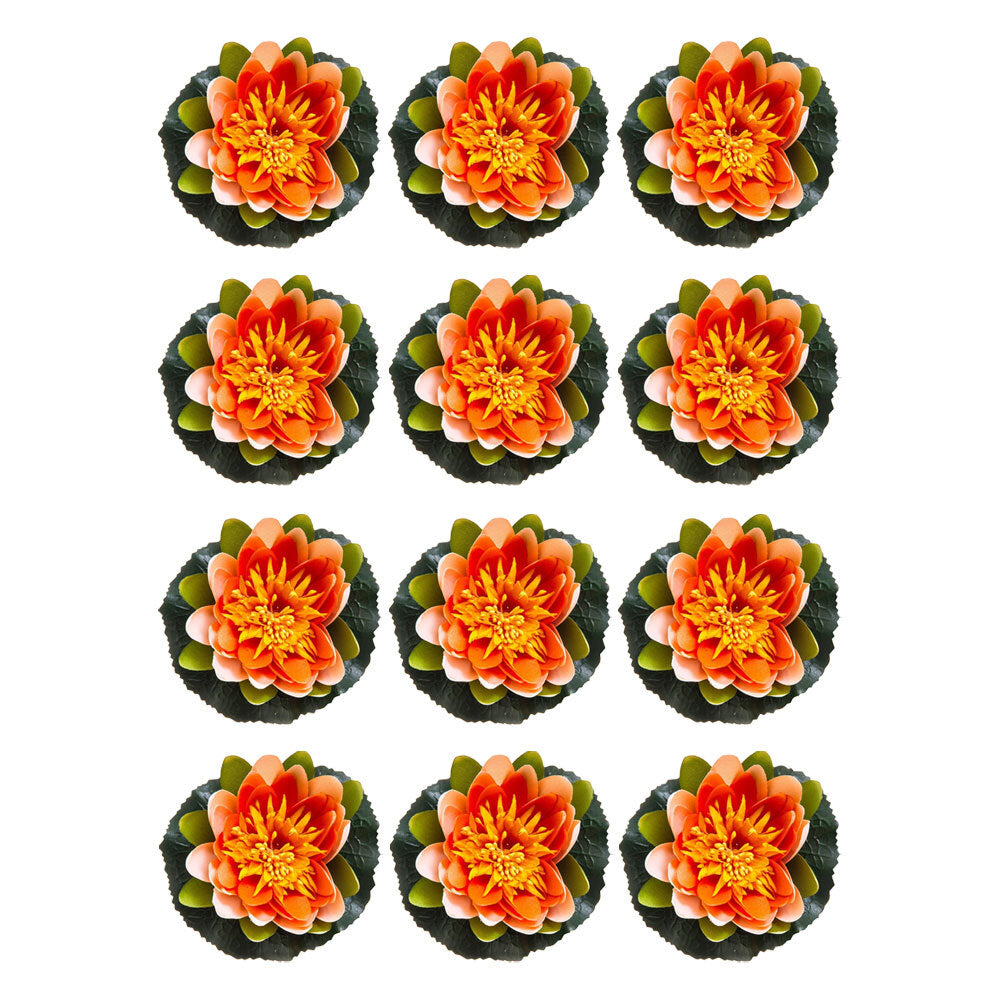 12PK Belle Floating Waterlily Artificial Flower Plant 11cm - Peach