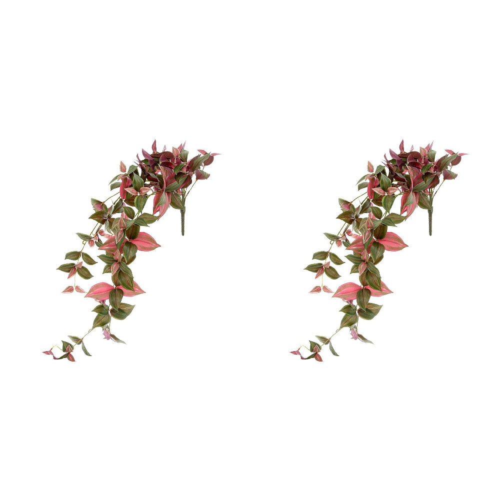 2PK Belle Wandering Jew 94cm Artificial Hanging Bush Home Decor - Mauve & Green