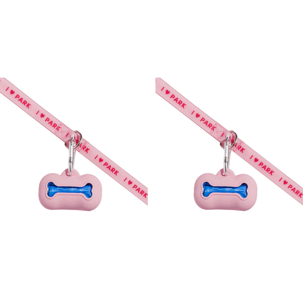 2x Gummi Dog Poo Bag Holder Waste Carrier Outdoor Travel - Pink