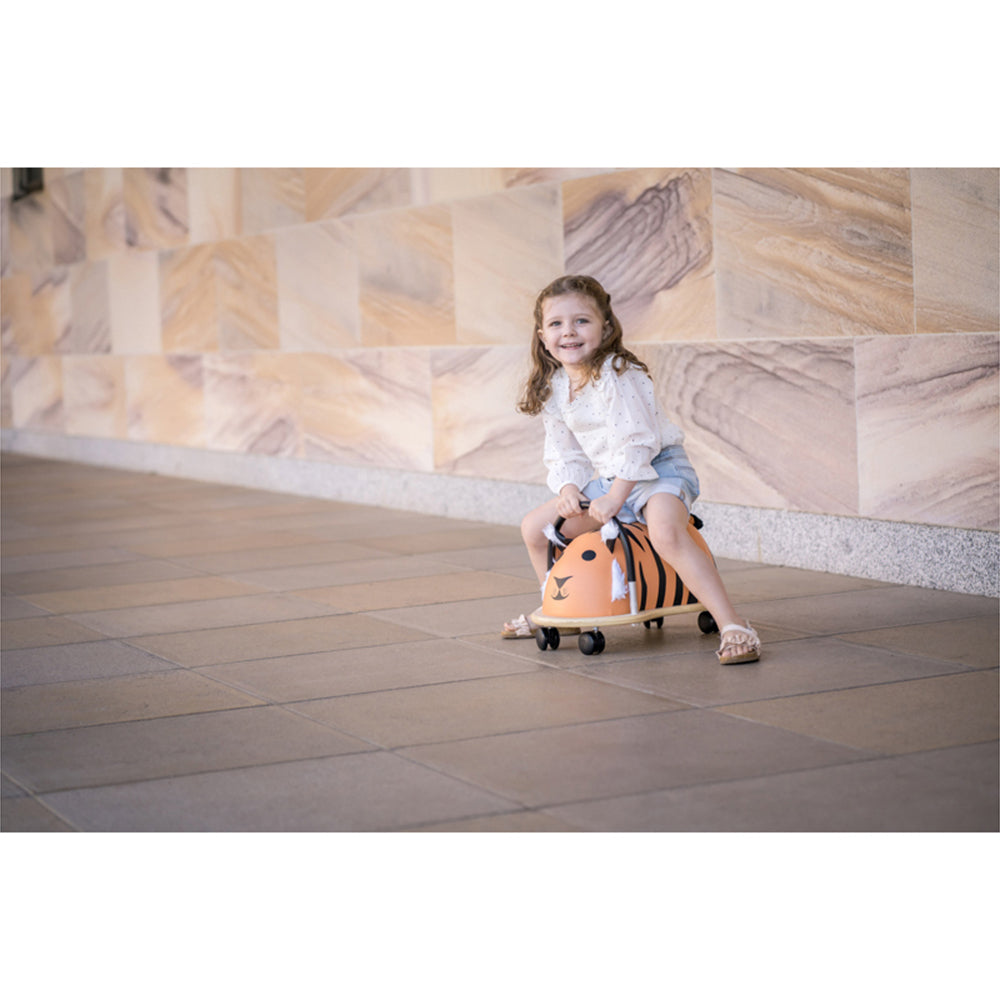 Wheely Bug 46cm Large Tiger Wooden Ride On Kids Toy 3y+ Yellow