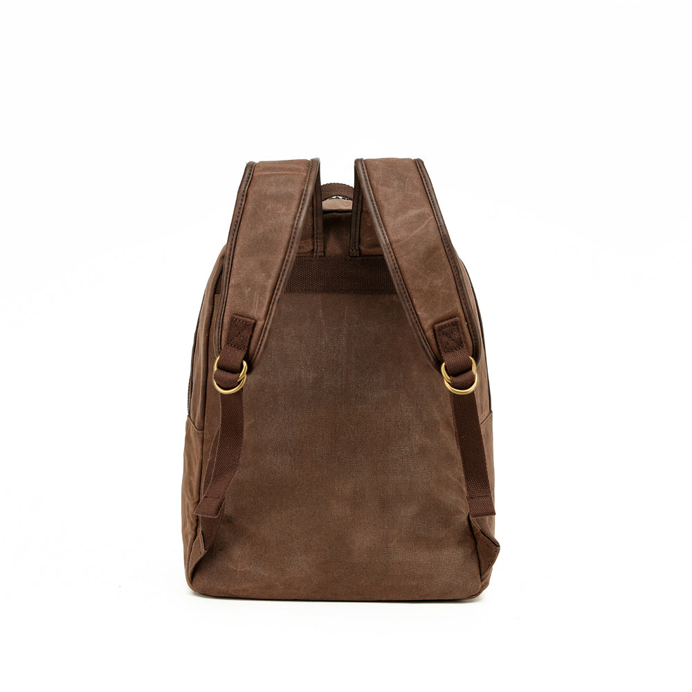 Tosca Waxed Canvas Padded Shoulder Zipped Backpack 36cm