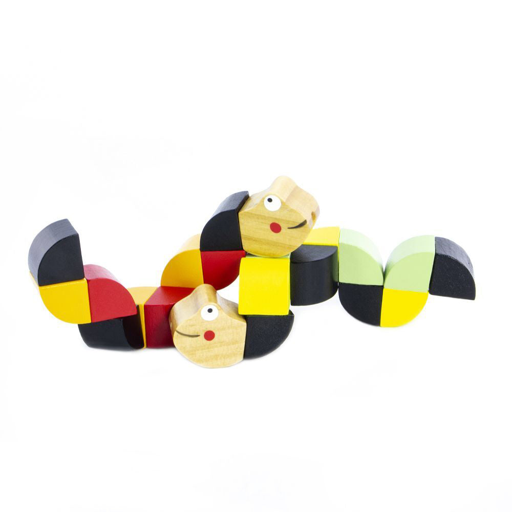 3PK Majigg 15cm Twisty The Snake Kids Fun Play Wooden Toy Assorted