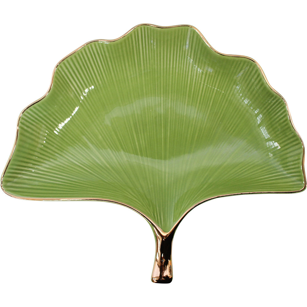 2PK LVD Gingko Plate Greengold Medium Decorative Display Home Kitchen Decor
