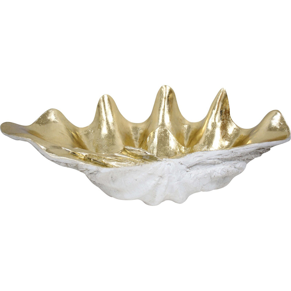 LVD Decorative 52cm Resin Clam Shell/Trinket Decor XL - Aged White/Gold
