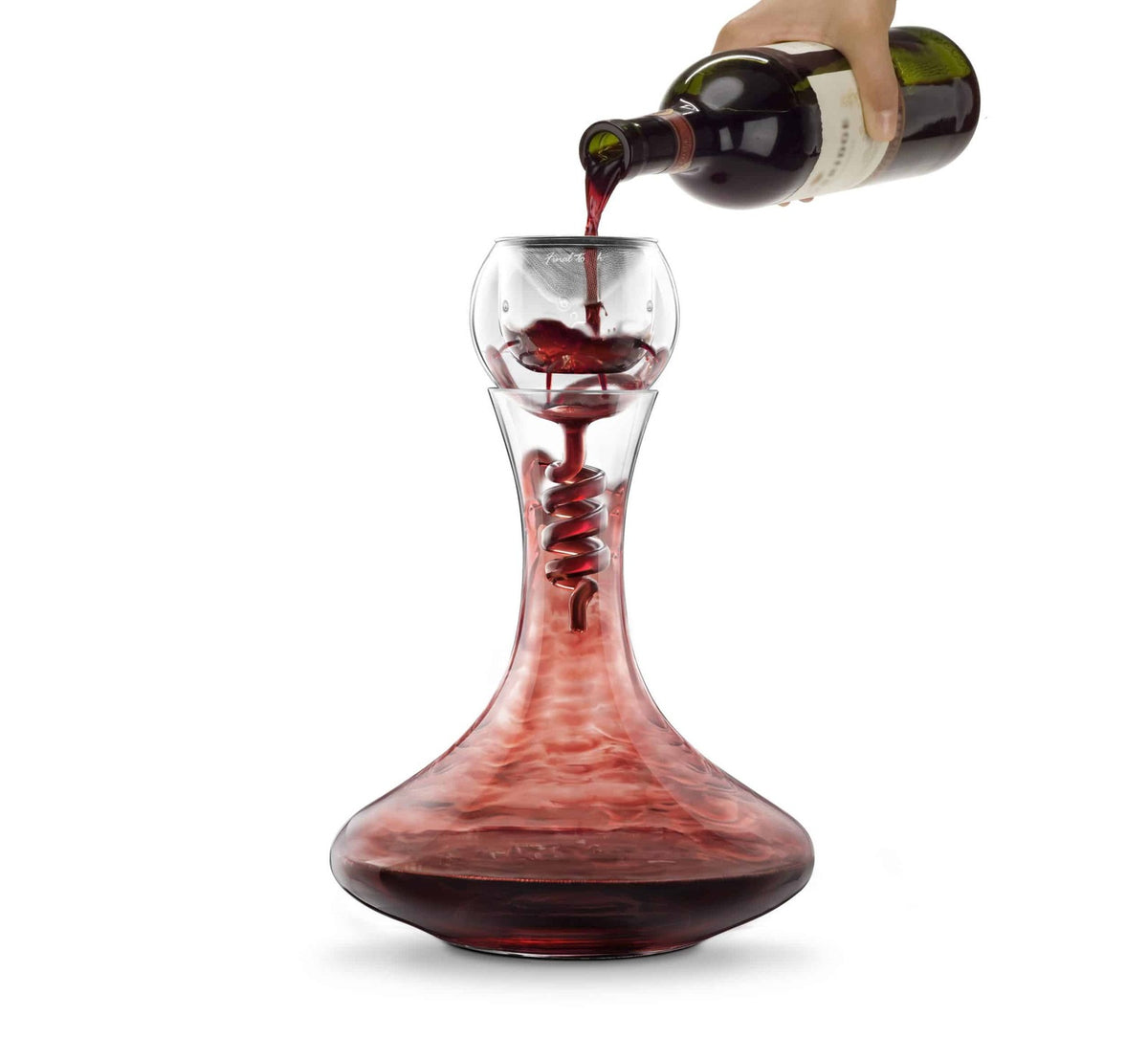 Final Touch Twister Double Wall Glass Decanter & Wine Aerator Set
