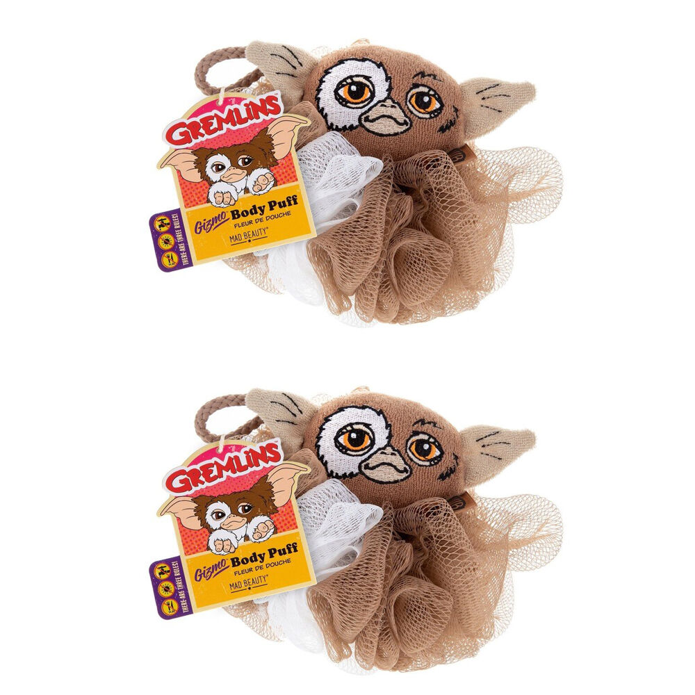 2PK Warner Bros Gremlins Mogwai Gizmo Shower Loofah Body Cleansing Puff Brown