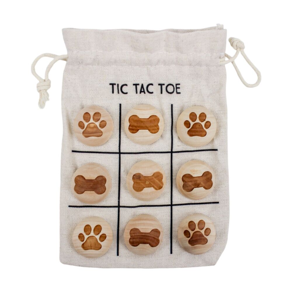 9pc Karson Paw & Bones Tic Tac Toe Game Set w/ Fabric Bag 13x18x1.6cm
