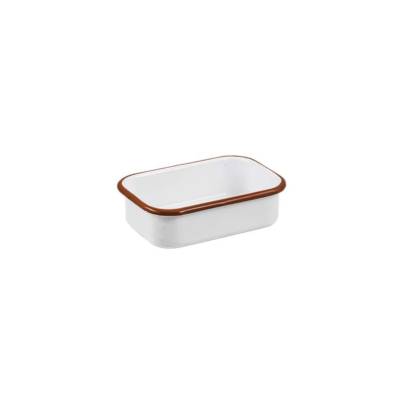 2x Urban Style Enamelware 14.5cm Multipurpose Rectangle Tray w/ Red Rim White