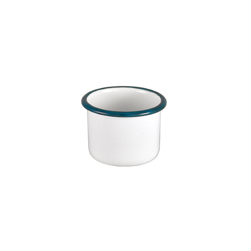4x Urban Style Enamelware 5x4cm Ramekin w/ Blue Rim - White