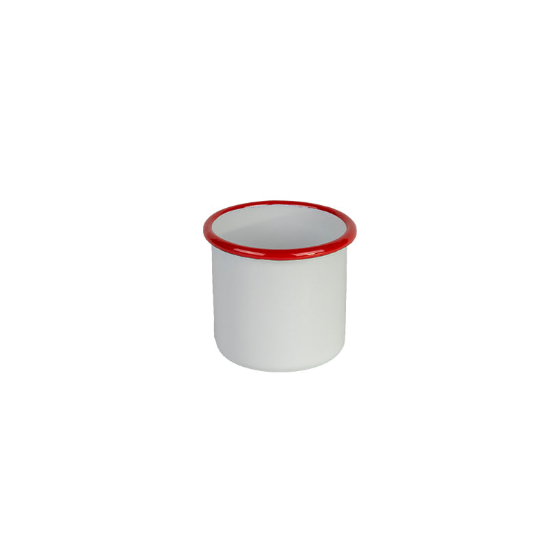 4x Urban Style Enamelware 280ml 7.5cm Porcelain w/ Red Rim Tumbler - White