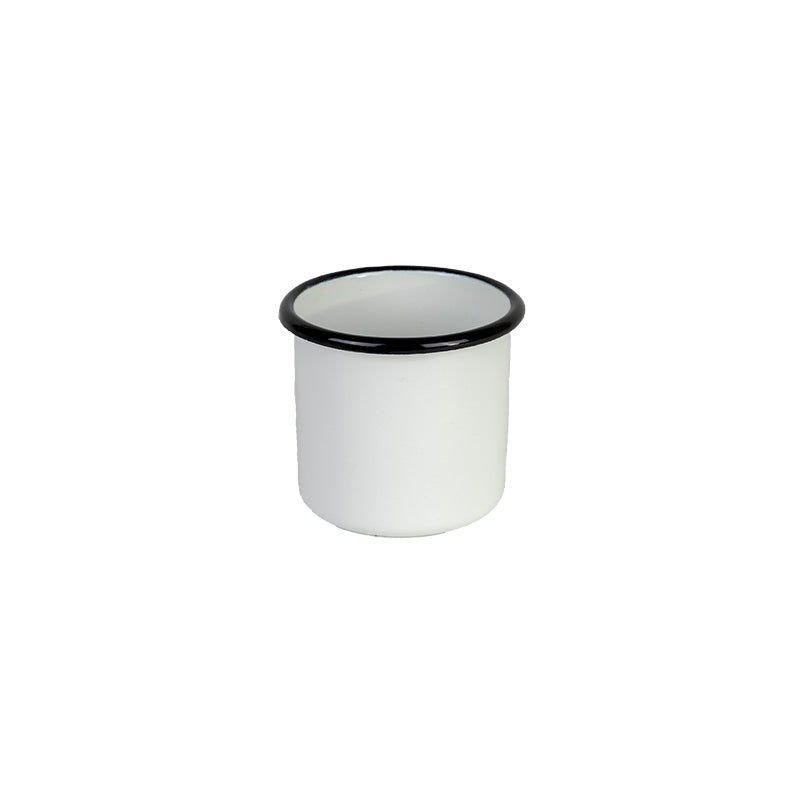 4x Urban Style Enamelware 8cm/360ml Porcelain w/ Black Rim Tumbler - White