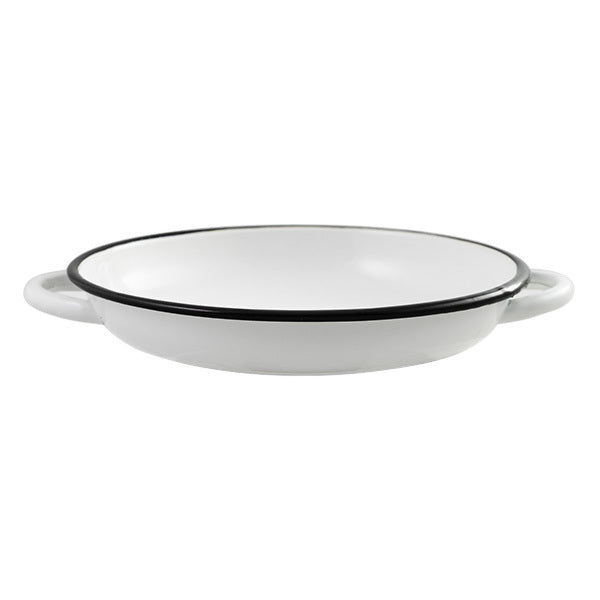 2x Urban Style Enamelware 22cm Ragout Plate w/ Black Rim - White
